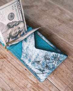 money clip wallet - White wave